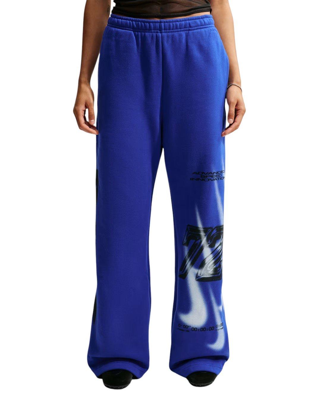 Nike Women's Studio Fleece Med-Weight Oversized HR Straight-Leg Graphic Pants - Royal - ROYAL